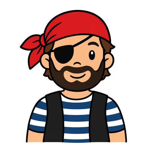 Pictograma de pirata (ocio, música y tecnología) para SAAC y logopedia