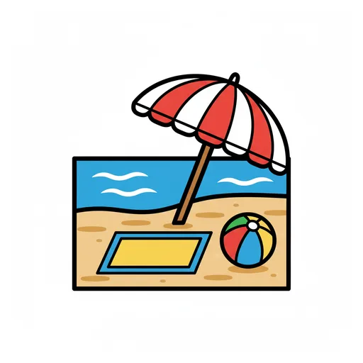 Pictograma de playa (tiempo, naturaleza y fiestas) para SAAC y logopedia