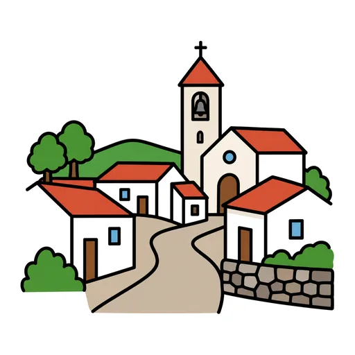 Pictograma de pueblo (lugares y transporte) para SAAC y logopedia