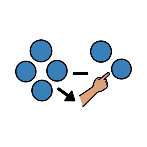 Pictograma de restar (colegio, números y colores) para SAAC y logopedia