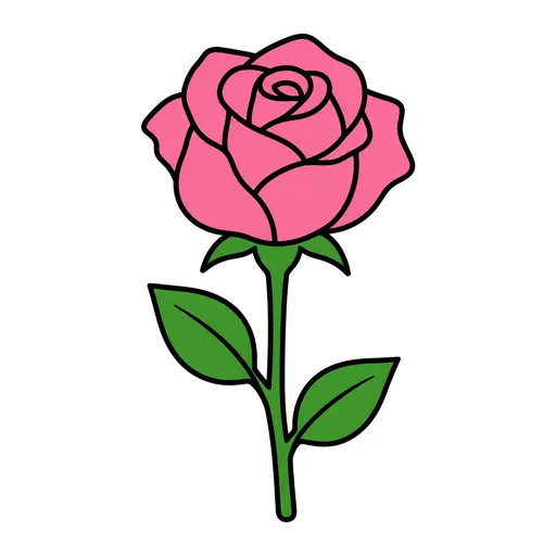 Pictograma de rosa (colegio, números y colores) para SAAC y logopedia