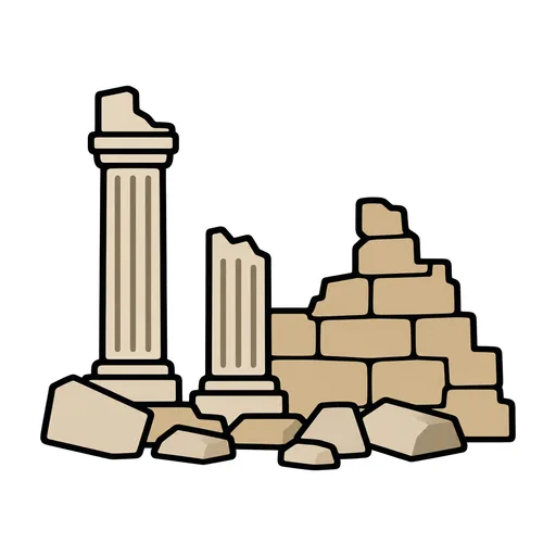 Pictograma de ruinas (lugares y transporte) para SAAC y logopedia