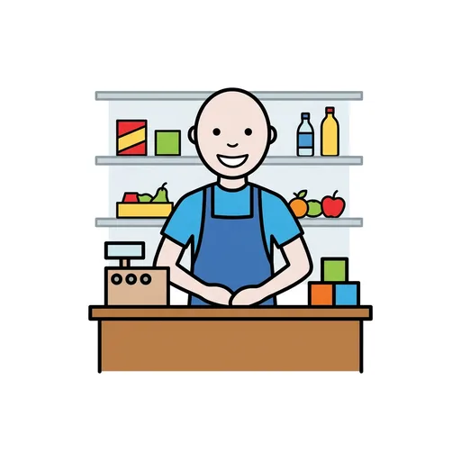 Pictograma de tendero (familia y profesiones) para SAAC y logopedia