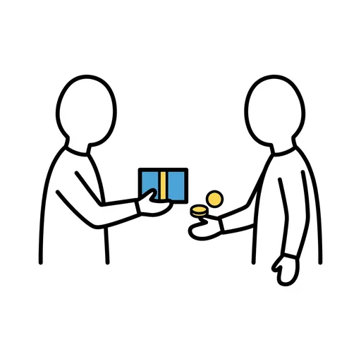 Pictograma de vender (acciones y verbos) para SAAC y logopedia