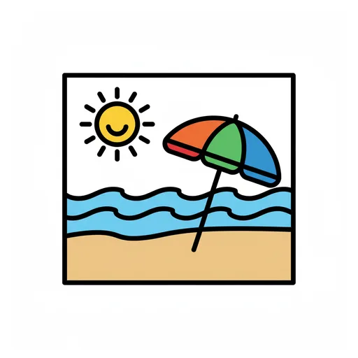 Pictograma de verano (tiempo, naturaleza y fiestas) para SAAC y logopedia