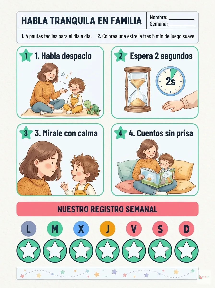 Pautas de habla suave y registro para casa · Logopedia